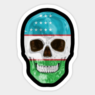 Uzbekistan Flag Skull - Gift for Uzbekistani With Roots From Uzbekistan Sticker